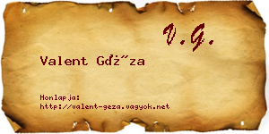 Valent Géza névjegykártya